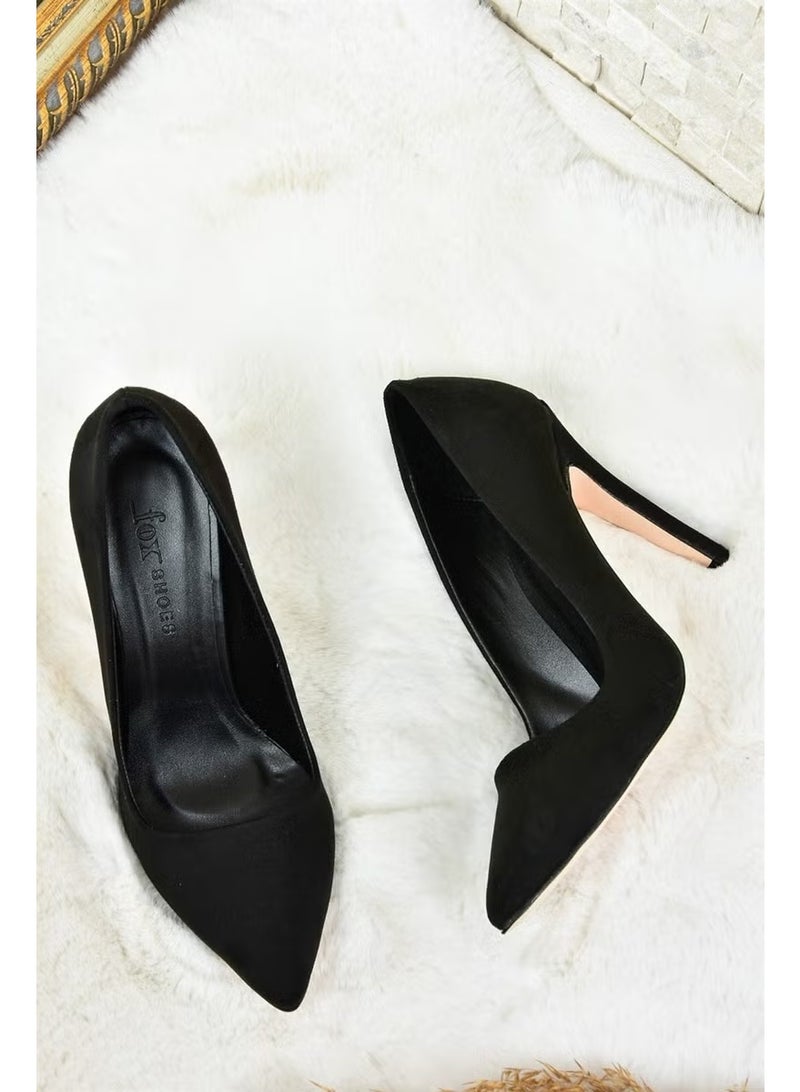 Fox Shoes كعب رفيع نسائي من جلد الغزال الأسود L253971502 - Image 2